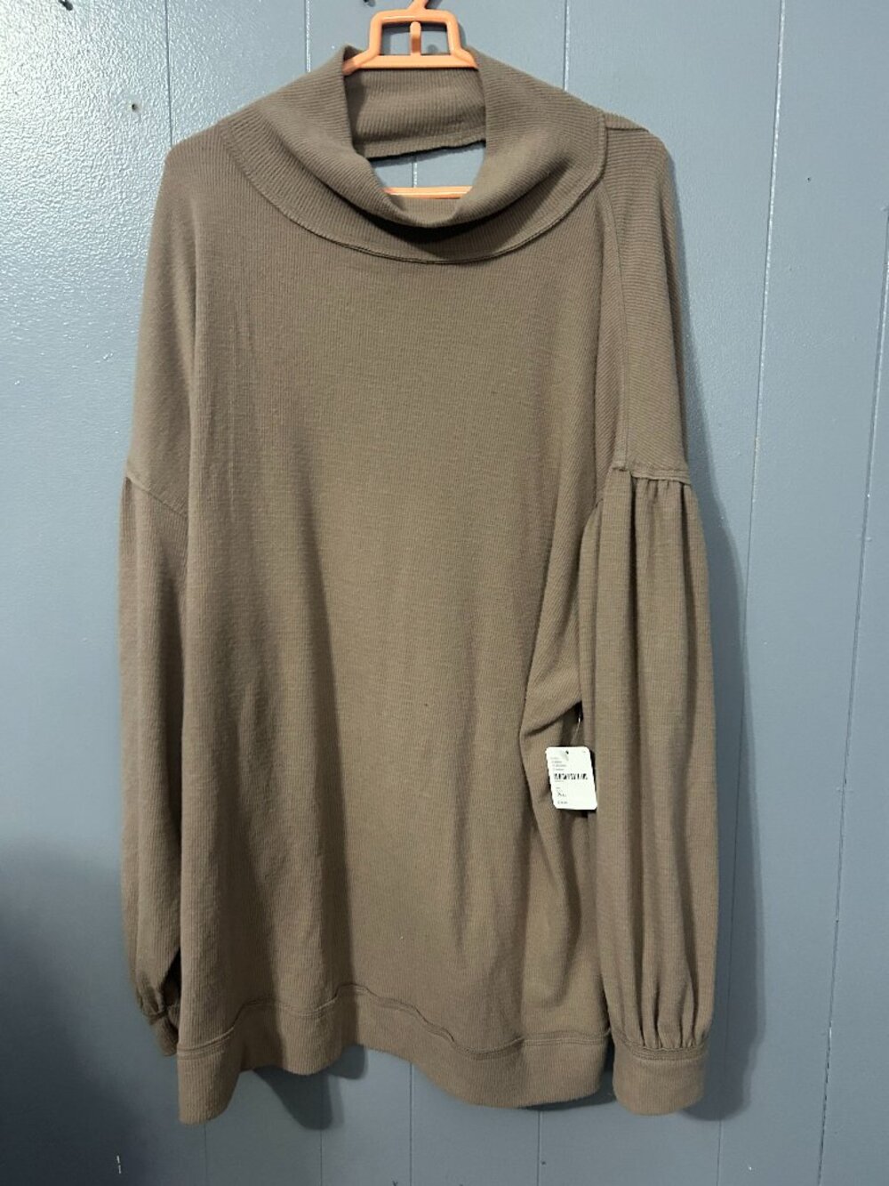 We The Free Brown Waffle Knit Cowl Neck Oversized Sweater XL